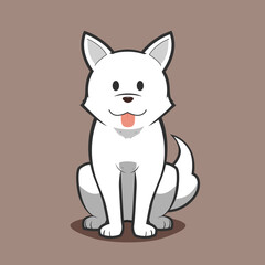 Vector illustration of Akita Inu. white dog. Japanese dog.