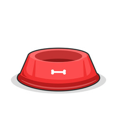 Dog food bowl with a bone inside. isolated on white background