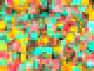 geometric square pixel pattern abstract in green yellow pink