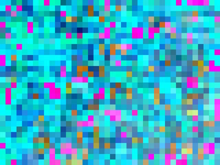 geometric square pixel pattern abstract in blue green pink