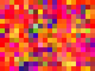 geometric square pixel pattern abstract in red pink yellow blue