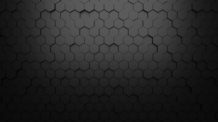 black background texture 3d rendering, Hexagon shape Abstract background