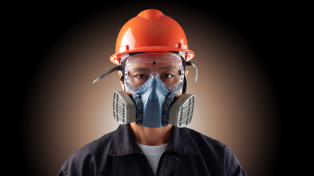 man worker wearing full protection equipments.