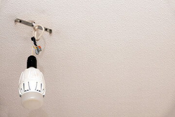 construction lamp with air cooling on the ceiling