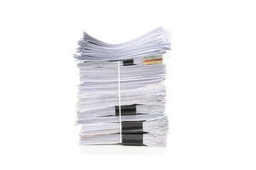 Stack of Documents isolated on white background. Documents pile.