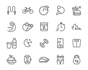 set of healthy life icons, fitness, sym, workout