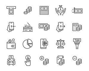 set of money icons, finance, account, bank