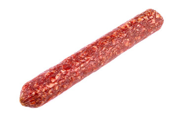 Smoked sausage salami isolated on a white background
