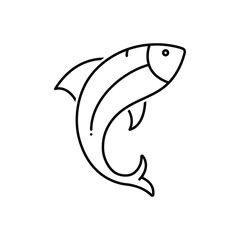 Black line icon for fish