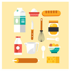 Vector illustration of  baking tools collection 