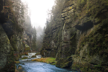 Edmundova Gorge, Bohemian Switzerland, National park, Czechia, river Kamenice