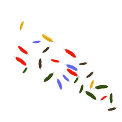 Colorful feathers. Prints of Colored feathers Design for Goods for Pets. Simple Pattern for Print, Logo or Poster. Vector Confetti Background.
