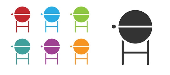 Black Barbecue grill icon isolated on white background. BBQ grill party. Set icons colorful. Vector Illustration.