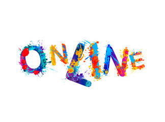 Online. Word of colorful splash paint letters
