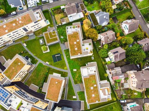 aerial view of a modern housing estate