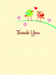 cute bird couple thank you card vector