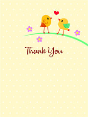 cute bird couple thank you card vector