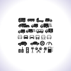 machine vector icon,piston, speedometer, keys, wheel 10 EPSminivan; type; truck; hatchback; pickup; mini; van;