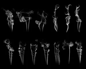 Poster Beautiful big set of 13 white curve smoke brushes © Александр Ковалёв