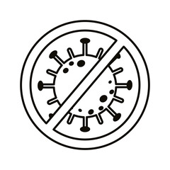 stop covid19 virus particle line style
