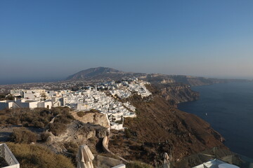 Naklejka premium panorama of white villas in Imerovigli, Santorini island, Greece