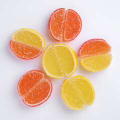 Fototapeta na wymiar Marmalade in shape of citrus fruits slices