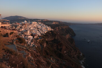 Beautiful sunset in Santorini island, Greece