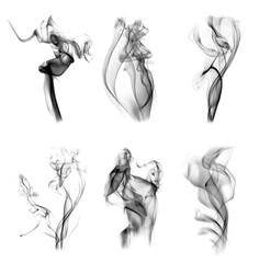 Set of black curve smoke lines brushes. Smoke background