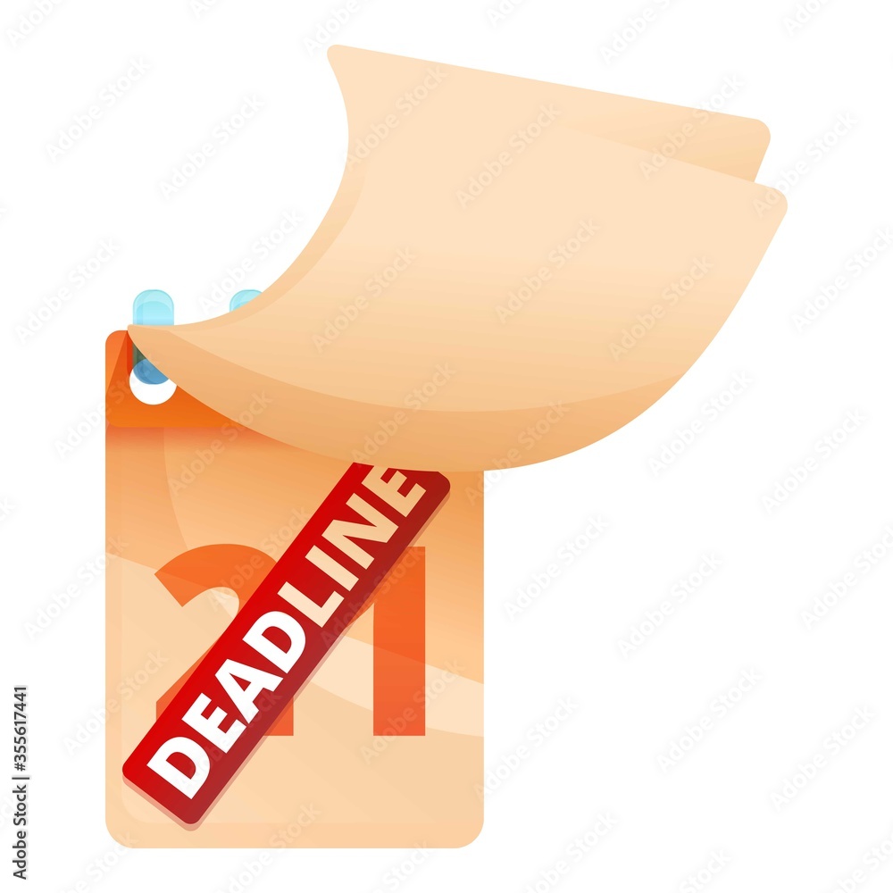 Poster deadline on calendar icon. cartoon of deadline on calendar vector icon for web design isolated on wh
