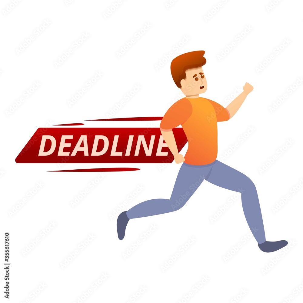 Poster worker on deadline icon. cartoon of worker on deadline vector icon for web design isolated on white 