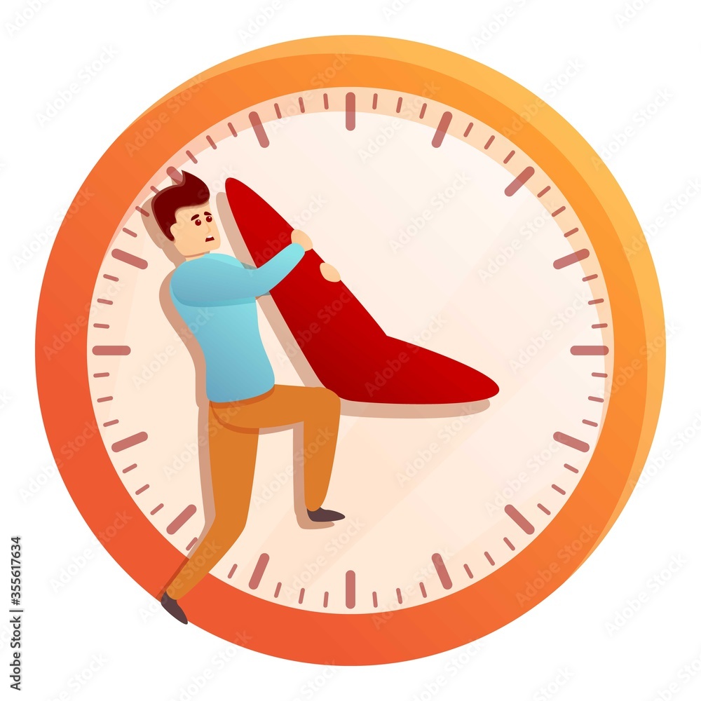 Poster worker stop time icon. cartoon of worker stop time vector icon for web design isolated on white back