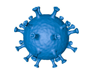 Coronavirus cells or bacteria molecule. Virus Covid-19. Virus isolated on white. Close-up of Flu, view of a virus under a microscope, infectious disease. Bacteria, cell infected organism. 3d Rendering