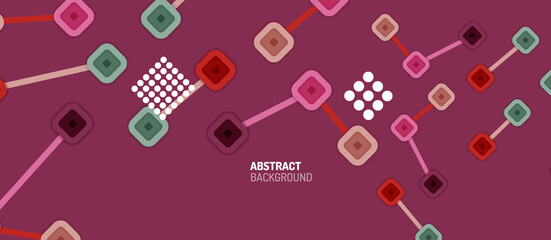 Abstract square dot connections, flat style multicolored geometric background for Wallpaper, Banner, Background, Card, Book Illustration, landing page or poster design