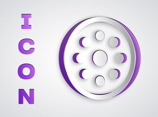 Paper cut Sewing button for clothes icon isolated on grey background. Clothing button. Paper art style. Vector Illustration.