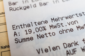 Kaufbeleg, Mehrwertsteuer 19% und Mehrwertsteuersenkung Coronakrise