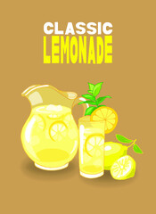 Vector illustration of lemon lemonade cocktail 