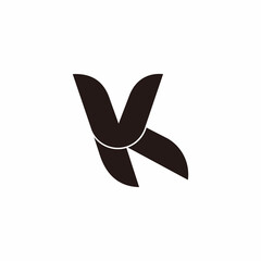 letter vk simple linked curves geometric logo vector