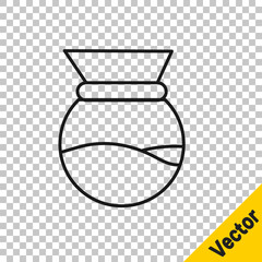 Black line Chemex icon isolated on transparent background. Alternative methods of brewing coffee. Coffee culture. Vector Illustration.