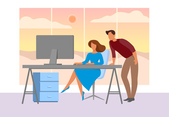 Office work, team meeting