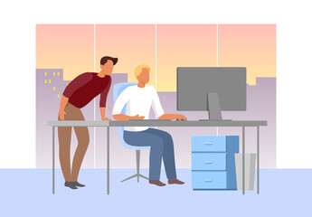 Office work late at night