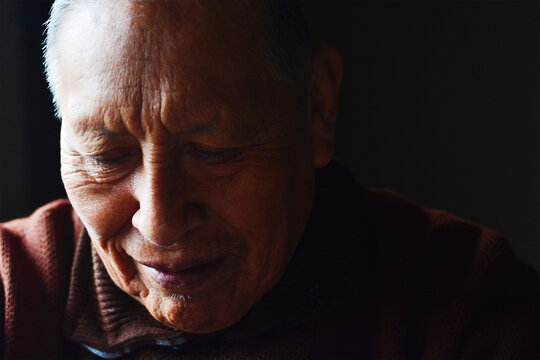 Smiling old age native american man.