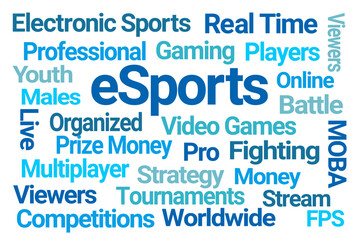 eSports Word Cloud on White Background