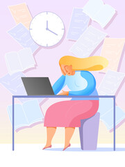 Office work, bored woman