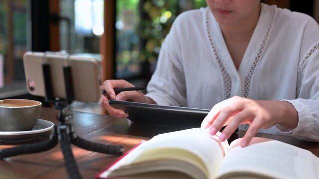New normal lifestyle. Online learning or E-learning. Blended learning education anytime. Social connect at home. Lifestyle after Corona virus or Covid-19.