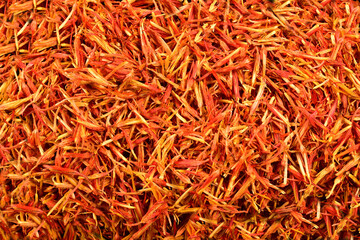 Close up Iranian red saffron spice isolated