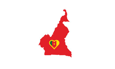 Cameroon map heart symbol love Africa country vector illustration 