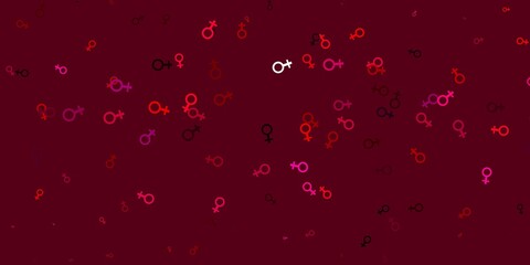 Light Pink vector backdrop with woman's power symbols.