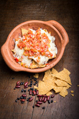 Mexican Tortilla chips served with salsa and cheese