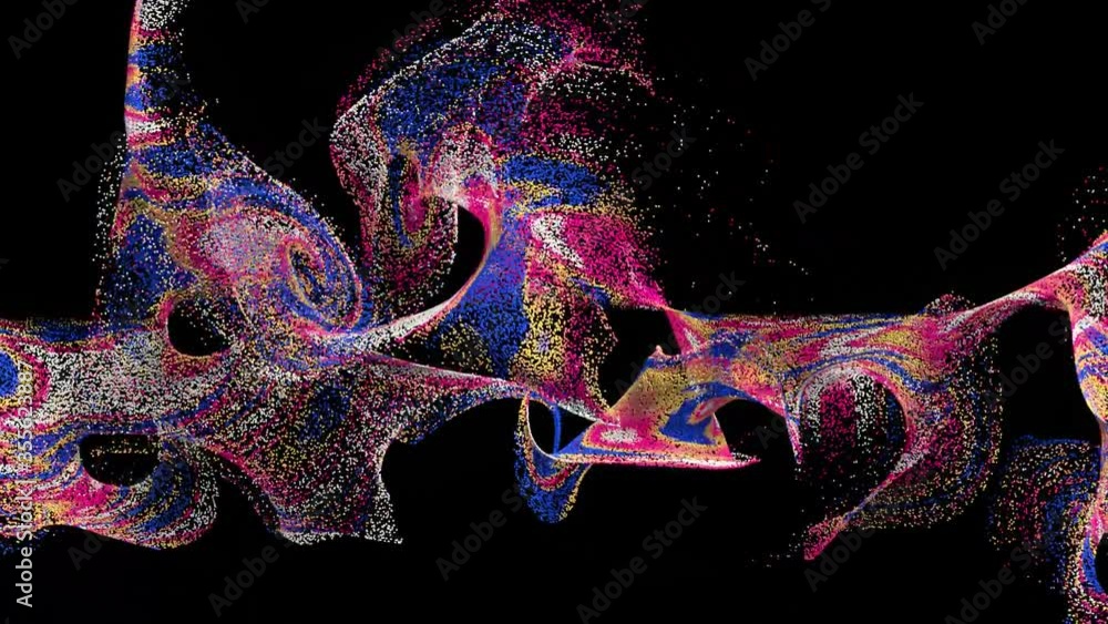 Aufkleber 3d render of curling mass of particles. luma mask for isolation.