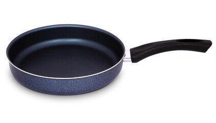 Blue Straight Frying Pan, skillet, clipping path, isolated on white background, close-up, side view